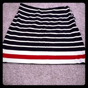 Navy, white, and red skirt